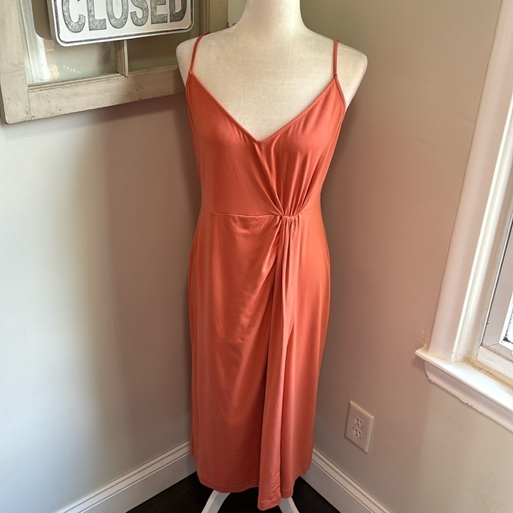 Boden Gathered Jersey Midi Dress Persimmon NWT - Picture 5 of 16